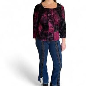 Dressbarn purple black paisley top